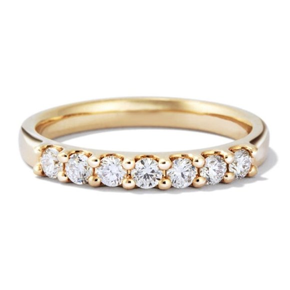 Jewelry - 2.5 mm Moissanite Diamond Round Pave Half Eternity Wedding Engagement Band Ring